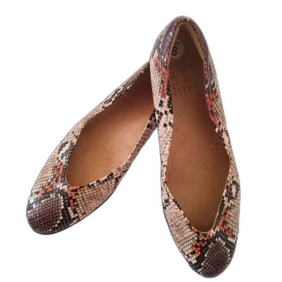 New Naturalizer Vivienne Ballet Flats Snakeskin Animal Print Slip On Shoes Sz 8 - Picture 1 of 8